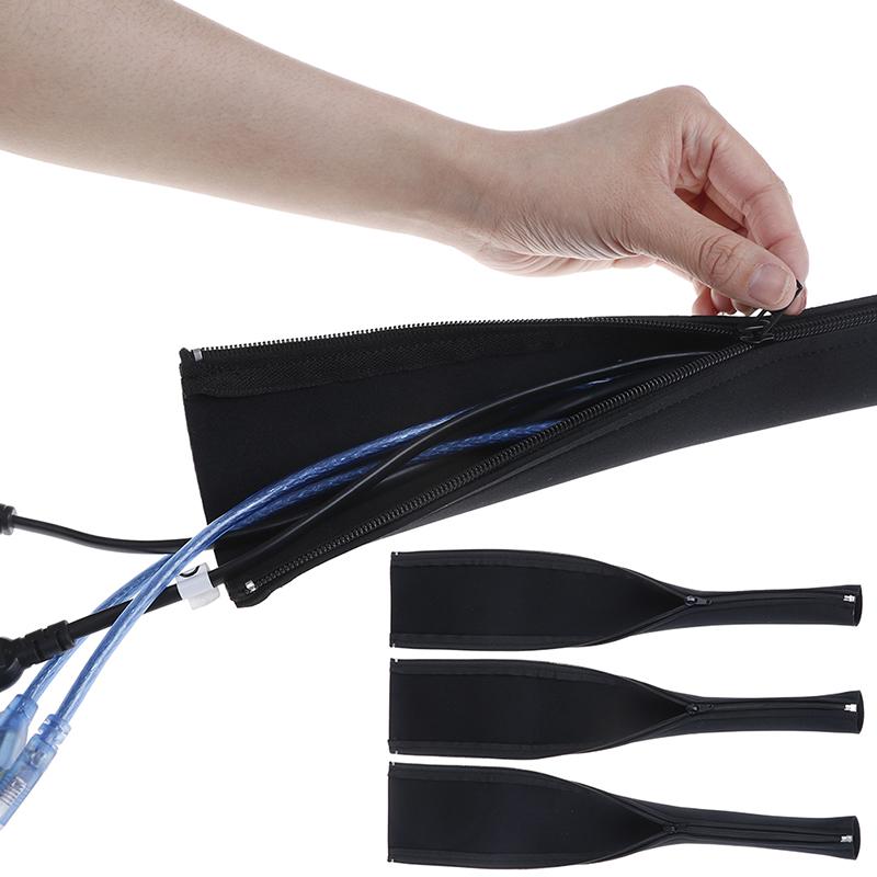 1Pc Neoprene Cable Management Sleeve Zipper Wrap Wire Hider Cover Organizer