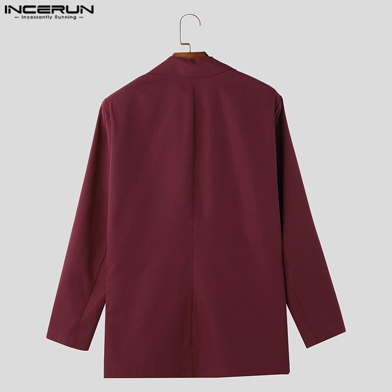 Incerun Lapel Long Sleeve Men Mesh Patchwork See Through Casual Thin Blazer Coats