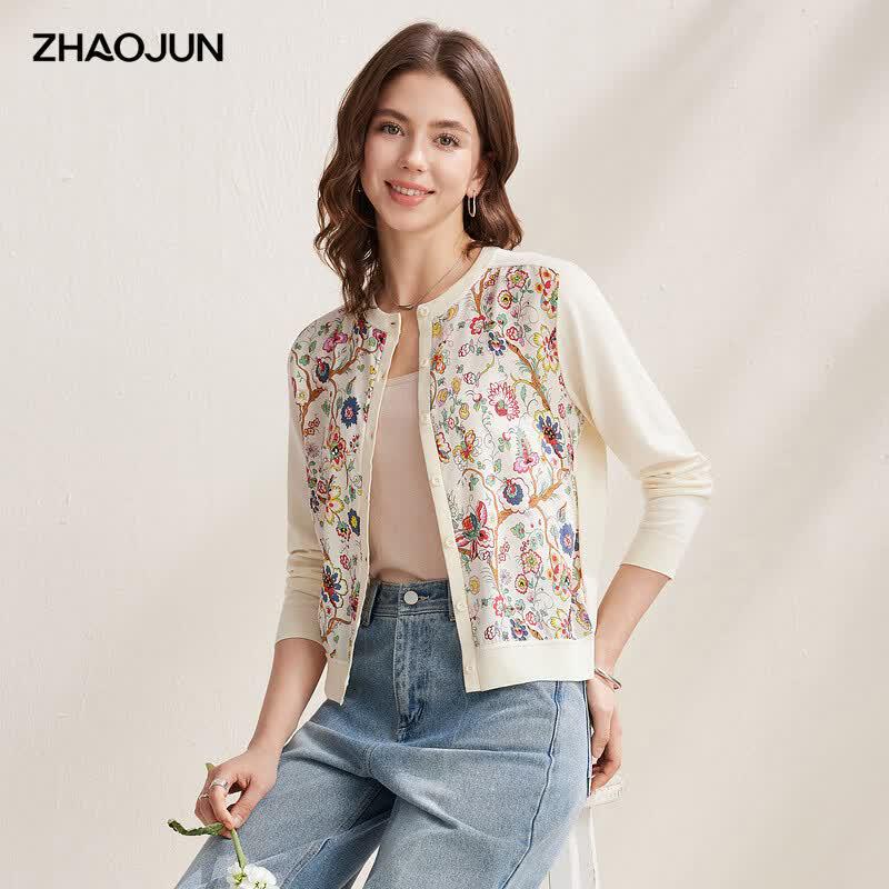 Zhaojun Women s Mulberry Silk Blend Knit Cardigan M