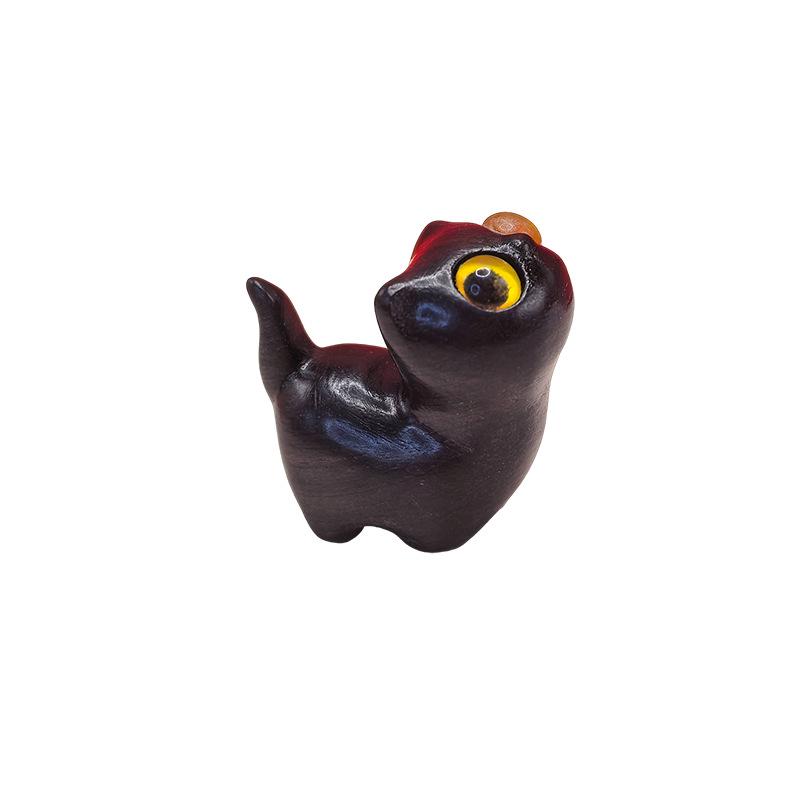 Sandalwood Kitten Carving: Cute Mini Wooden Cat Figurine Desktop Ornament - Small Gift
