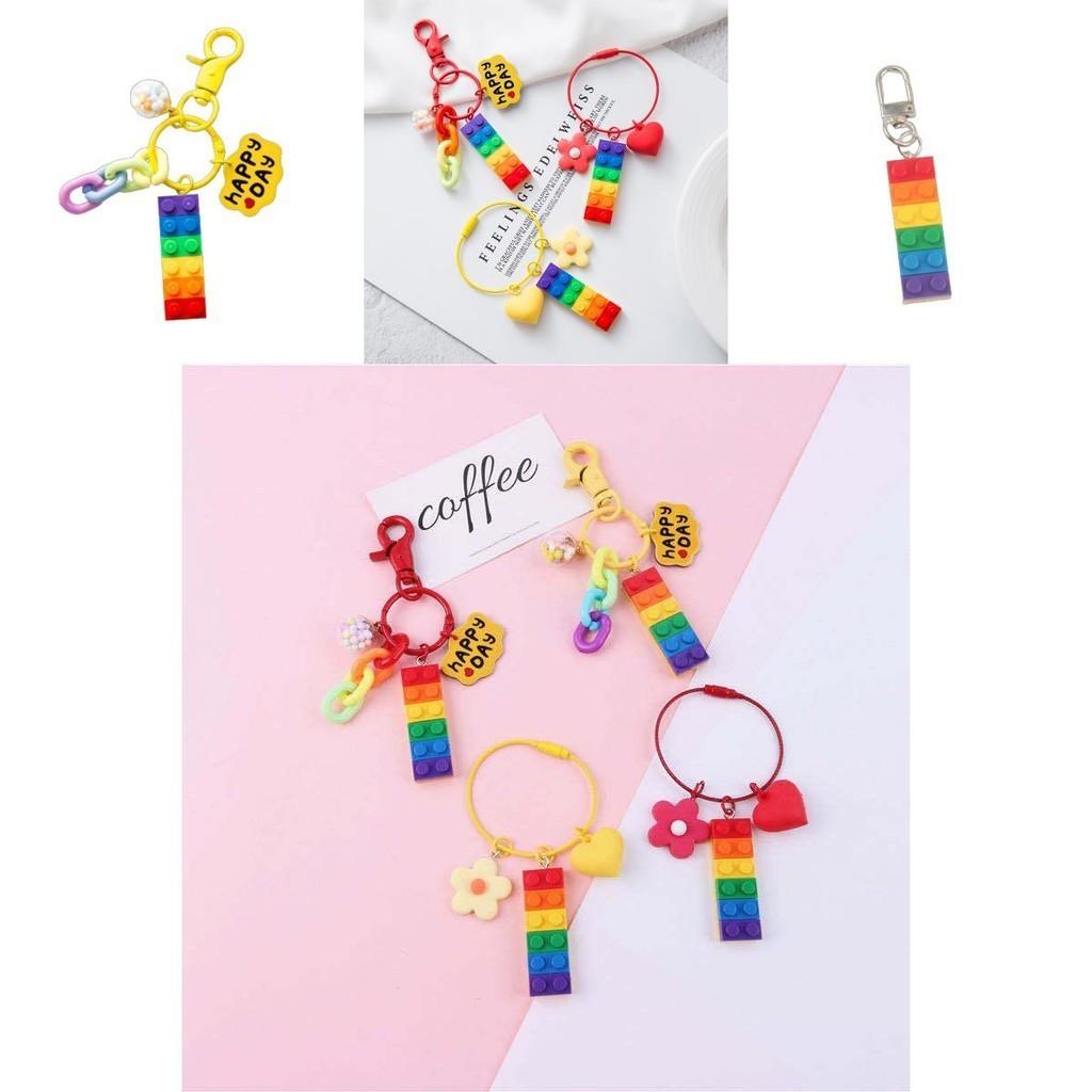 Rainbow Bell Building Blocks Keychain Decoration For Bags And Cars