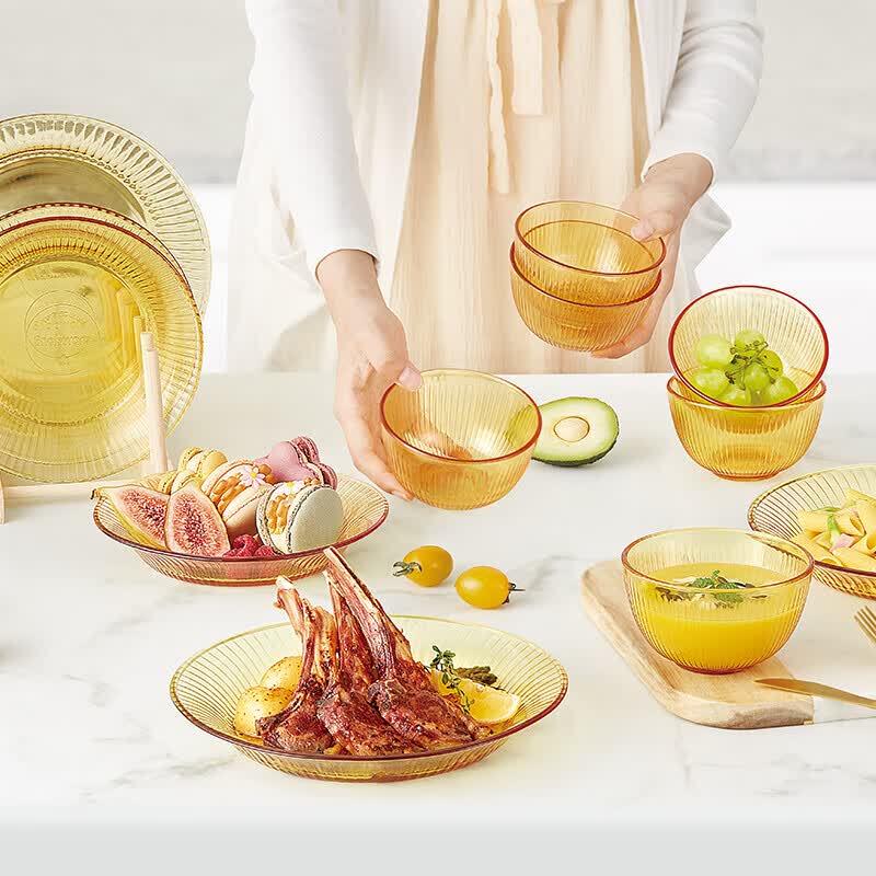 Corning Jingyue Amber Glass Dinnerware Set