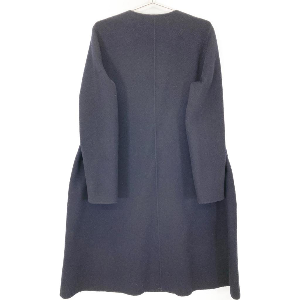 Theory 01-9309604 Navy cashmere blend double-face collarless coat coat P NavyUsed