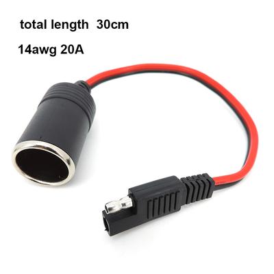 14AWG 30CM 20A 12V 24V Car Female Lighter Socket To SAE 2 Pin Quick Release Disconnect Connector Plug  Extension Cable