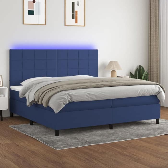 VidaXL Sommier à Lattes de Lit avec Matelas et LED, Lit Rembourré avec Tête de Lit, Lit Double, Lit Adulte de Chambre, 3134907