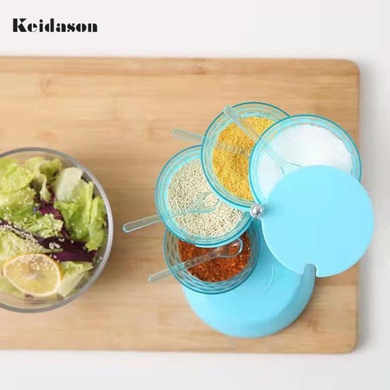 Convenient Good Sealing Visible Seasoning Jar Rotating Design Box Kitchen Accessories