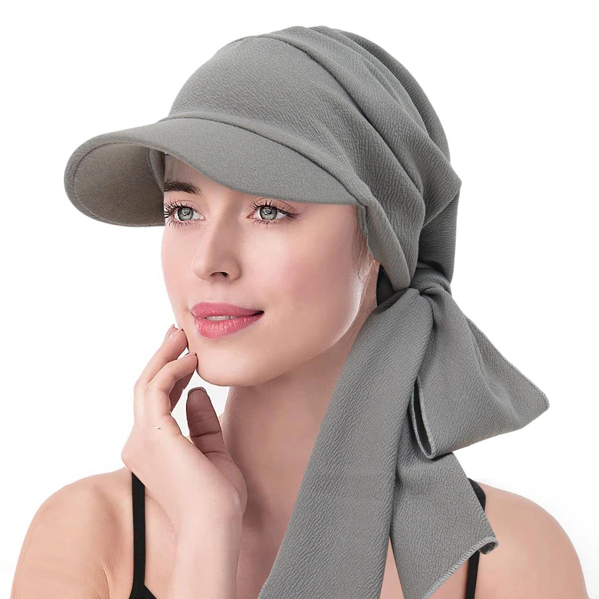 

Solid Color Fashion Muslim Hijab Turban Hat for Women Visor Baseball Cap Sun Hats Headscarf Scarf Brim Femme Scarves Bandanas