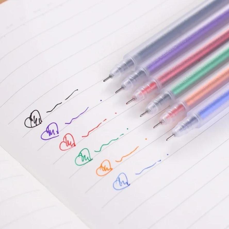 6 Pcs/Lot Transparent Watercolor Frosted Gel 0.5mm Hand Pocket Pen Writing Pen Gift Stationery School Office Supply