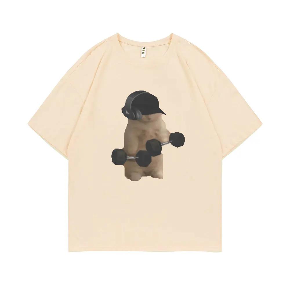 Funny Gym Cat Meme Printed Tshirt Sam Sulek Fitness Pump Cover Memes T-shirts Women Casual T Shirt Summer Clothing