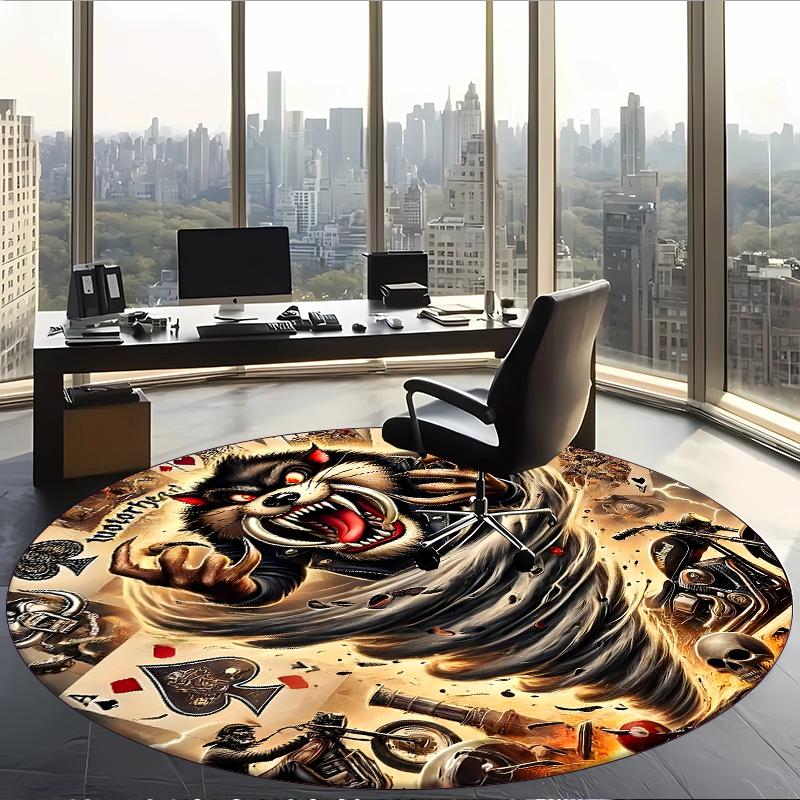 Taz (1) Round Office Rug Decorative Floor Rug for Office Bedroom Living Room and Home Space