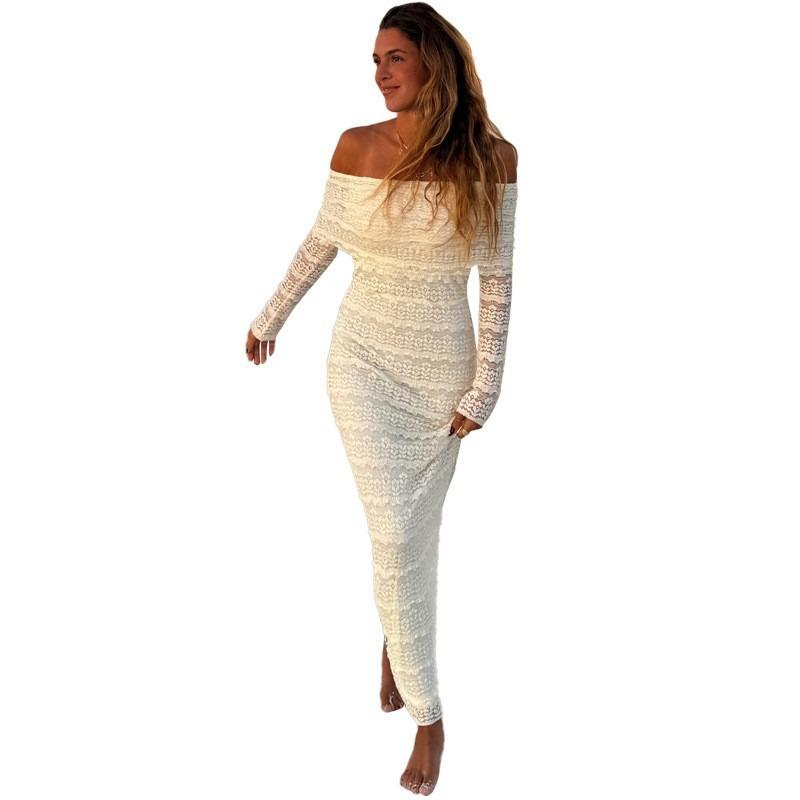 Summer New Fashion Temperament Elegant Solid Color Off-the-shoulder Slim and Thin Dress Women