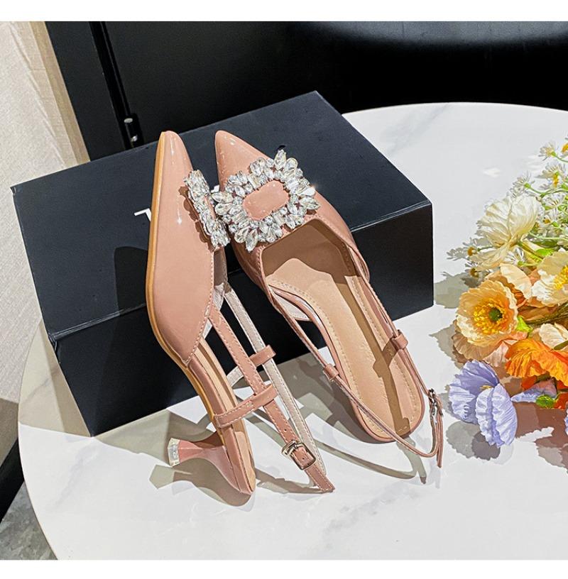 Sandalias Francesas de Moda para Mujer Verano 2025 Diamante Puntera Puntiaguda Tacones Altos Delgados Zapatos de Señora Talla Grande Sandalias de Mujer 41 42 43