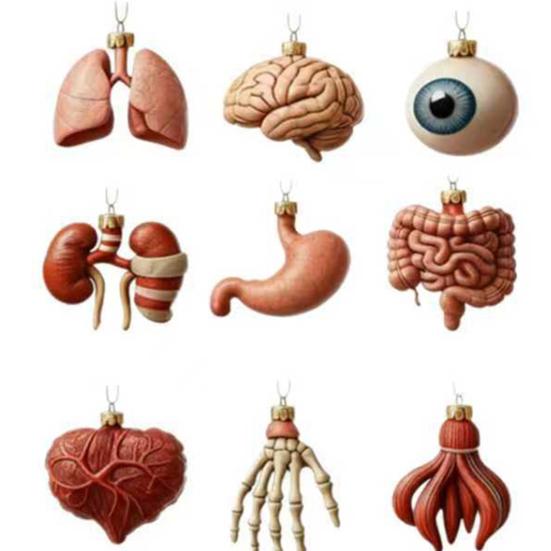 Anatomy Advent Calendar 24 Days Body Parts Countdown Calendar Gift Box with 24 Miniature Organ Acrylic Hanging Ornament Nurses Anatomy Lovers Gift