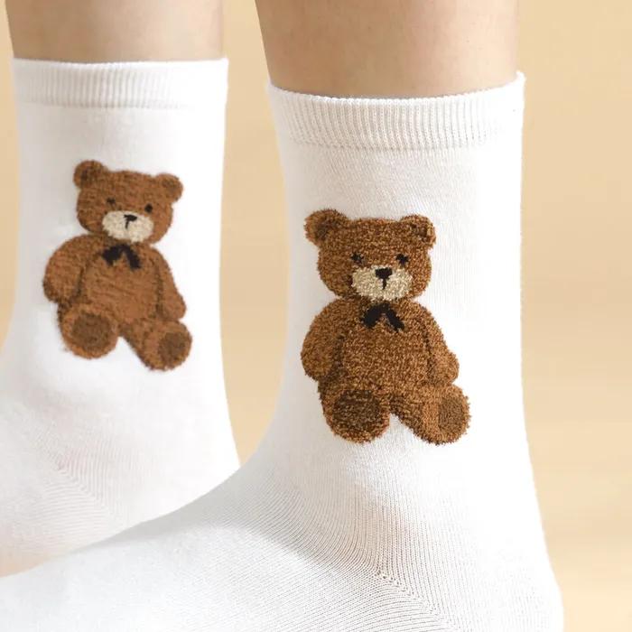 Kiki Yasocks Women's Fashion Socks Fluffy Daily Bear 5 Colors