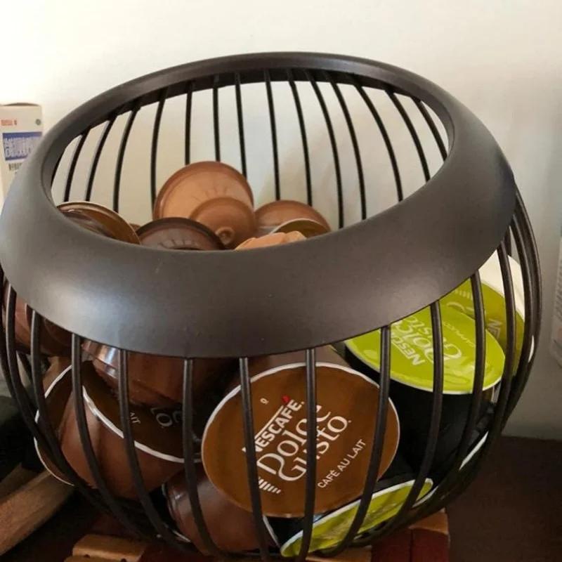 Langlebiger Kaffeekapselhalter Mehrzweck-Tischplatten-Organizer Behälter Klassischer Stil Obstschale Aufbewahrungskorb Fein für Zuhause Café Hotel Arbeit