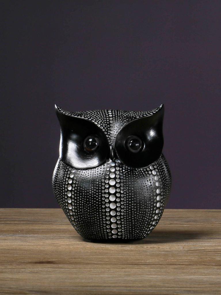 Schwarz/Weiße Eulenstatuen, Harz Tier Skulptur Dekorative Artikel, Heimdekor Handwerk Ausstellungsstücke
