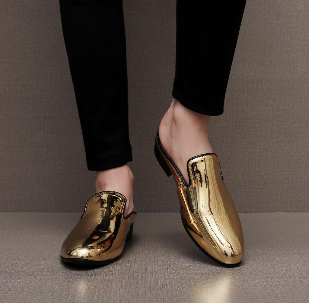 Mules Men’s Slip-On Business Casual Dress Patent Leather Shoes – Big Size 40-50 Formal Work Open-back Loafers for Office