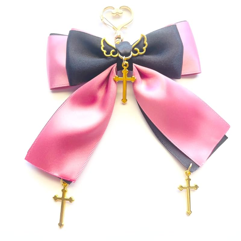 

(Onoderiya/Penguin Land) [Key chain | 1 piece] Shimmering angel wings gothic cross bag charm key chain [ lolita Dream cute Gothic Lolita gothic magic