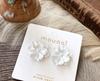 Silver Plated Needles Acrylic Simple White Flower Retro Stud Earrings for Women