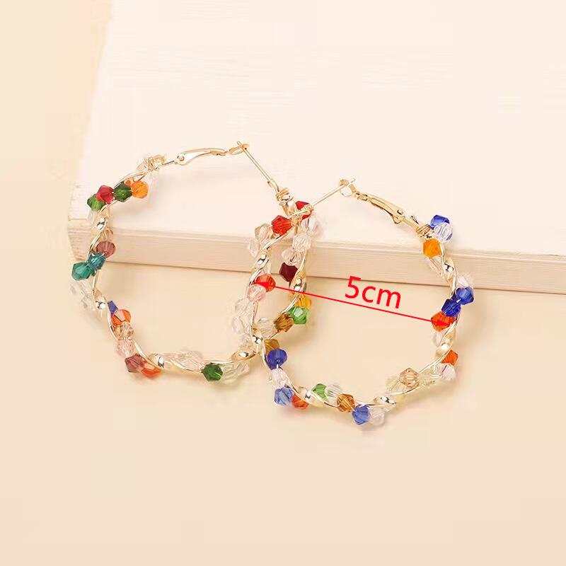Oversize Hoop Earrings for Women Acrylic Beads Imitaiton Pearl Women Earrings Colorful Beads Round Earrings Pendientes Acrilicos