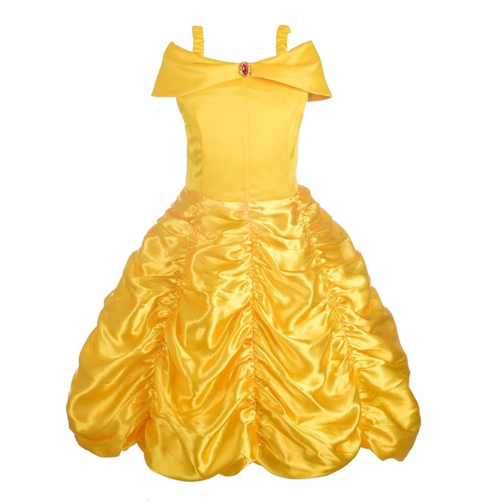 Dressy Daisy Belle Costume for Toddler Girls, Princess Cosplay, Kids' Beauty and the Beast Dress with Skirt, Yellow, Size 105, Ages 3-4, Halloween
