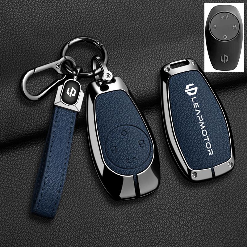BFM1 Car Remote Key Case Cover For Leapmotor C16 C11 C10 C01 B10 T03 S01 Type Zinc Alloy Leather Protector Auto Keychain Accessories