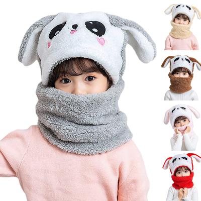 Children's  Ears Hat Scarf Ane Warm Scarf Cap Thickened Plush Ear  Cap