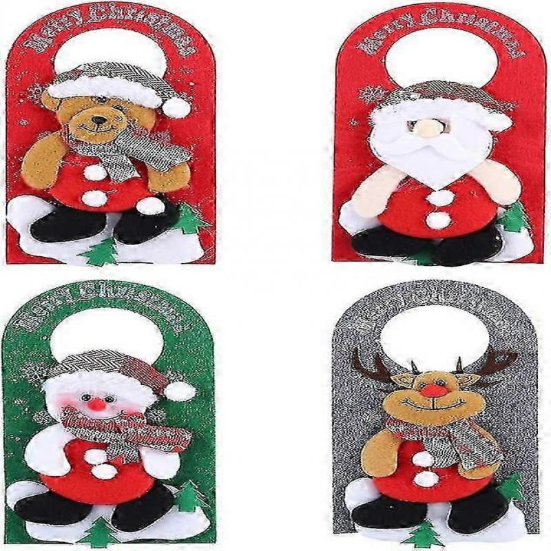 Christmas Door Hanger, Christmas Flag Wall Hanging Christmas Door Pendants Cute Pendants Holiday Doorknob Decor(4pcs)