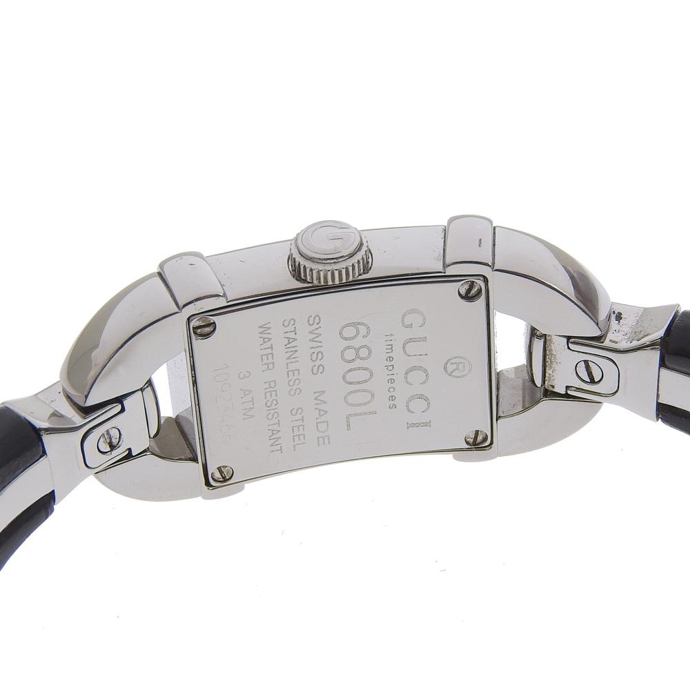 Gucci Bangle Watches 6800L blackDial Stainless Steel/Bamboo Quartz Analog Display Women Used