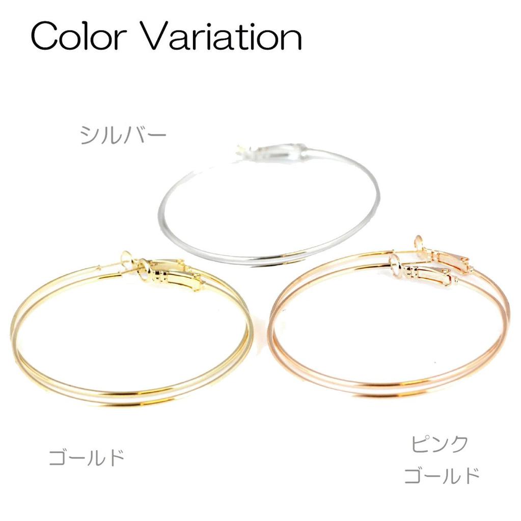 HRYS in Japan 18K Round Wire Hoop Earrings 3487 [HILLYS] [Made Post] (50mm Silver)