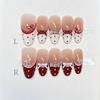 10Pcs French Almond Polka Dot Press On Nails With 3D Bow Handmade Fake Nail Tips Artificial Nails