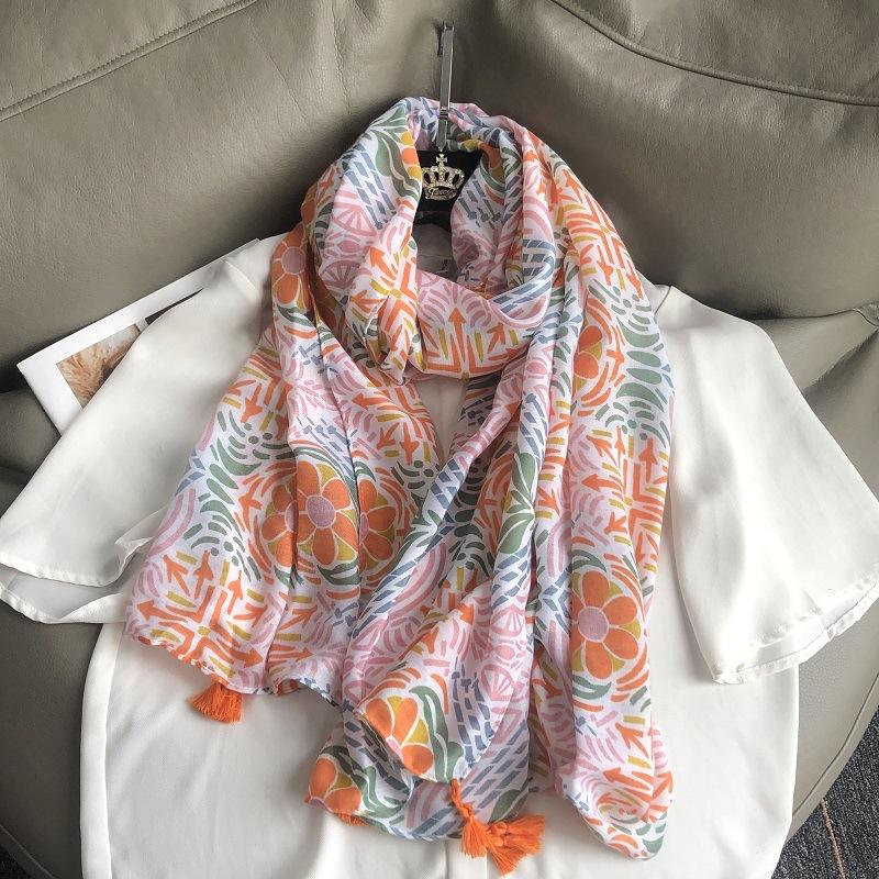 Fashion Black White Branch Floral Tassel Viscose Shawl Scarf Lady High Quality Wrap Pashmina Stole Bufanda Muslim Hijab 180*90Cm