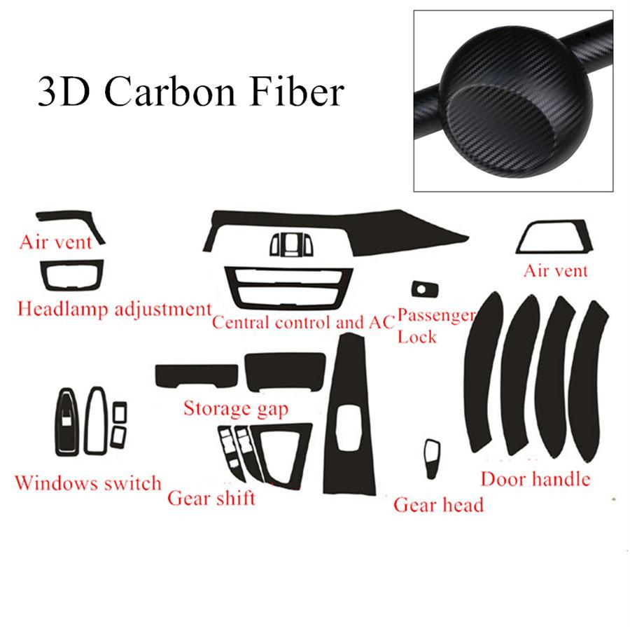 DIY For BMW 3 Series F30 F31 Interior Trim Decal Kit Stickers Carbon Fiber Style