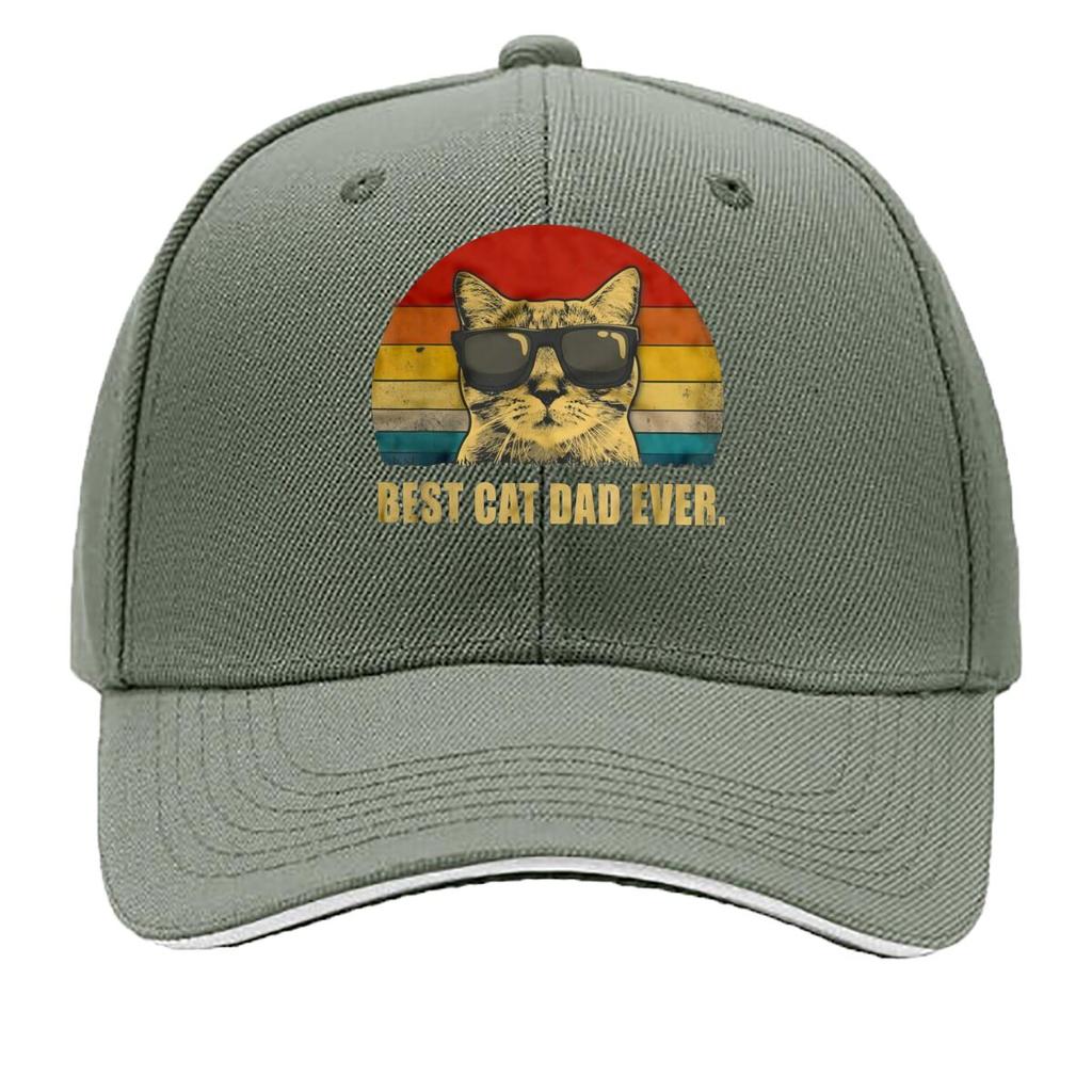 Retro Best Cat Dad Themed Design Hip Hop hat Fashion Outdoor Sports Sandwich Baseball Cap
