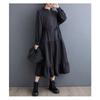 New Loose Retro Fashion Pleated Splicing Mid-Length Zipper Style Dresses