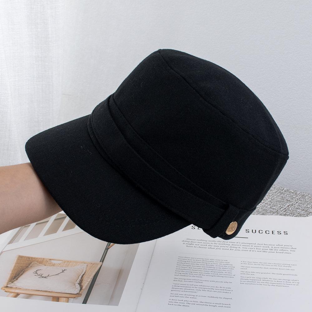Autumn and winter flat top hat retro equestrian hat women's versatile solid color face newsboy hat old money style painter hat
