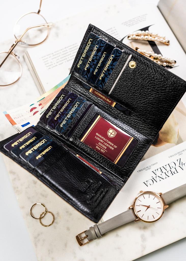 PTN LJ-42108-0667 Schwarz-Gold Damenportemonnaie