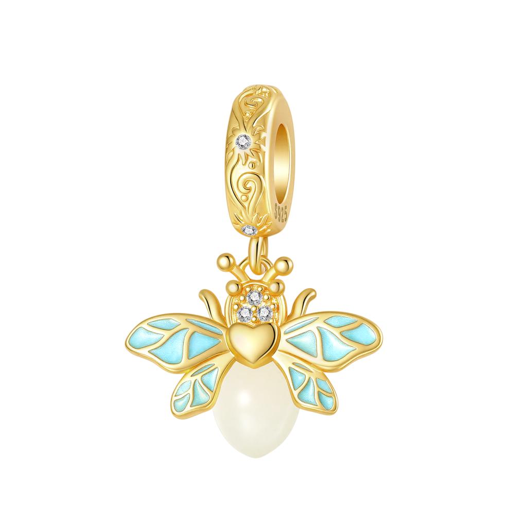 925 Silver Bee Charm Beads Bumblebee Pendant 4MM Hole Fit Bracelet Bangle DIY Jewelry Gift