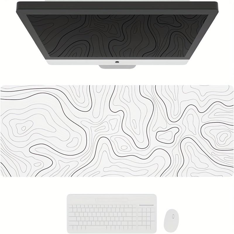 Topographic Mouse Pad White Extended Gaming MouseMat Topographic Desk Mat Laptop Desk Decor Writing Pad for Work Game Office 300x800x2mm