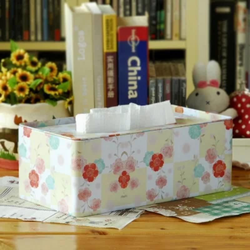 NEUE Hochwertige Taschentuchbox im ländlichen Stil mit Rosenmuster, Schreibtischdekoration aus Eisen