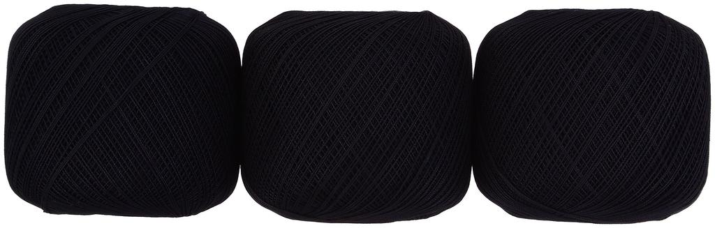 Yokota DARUMA Lace Set Yarn, #40 Col.2, Black, 50g, Approx. 412m, 3-Ball (2001-2012)