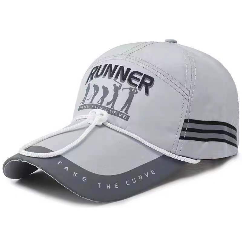 Spring and summer extended brim sunshade fishing hat men's night reflective strip sun hat big brim windbreak rope men's hat