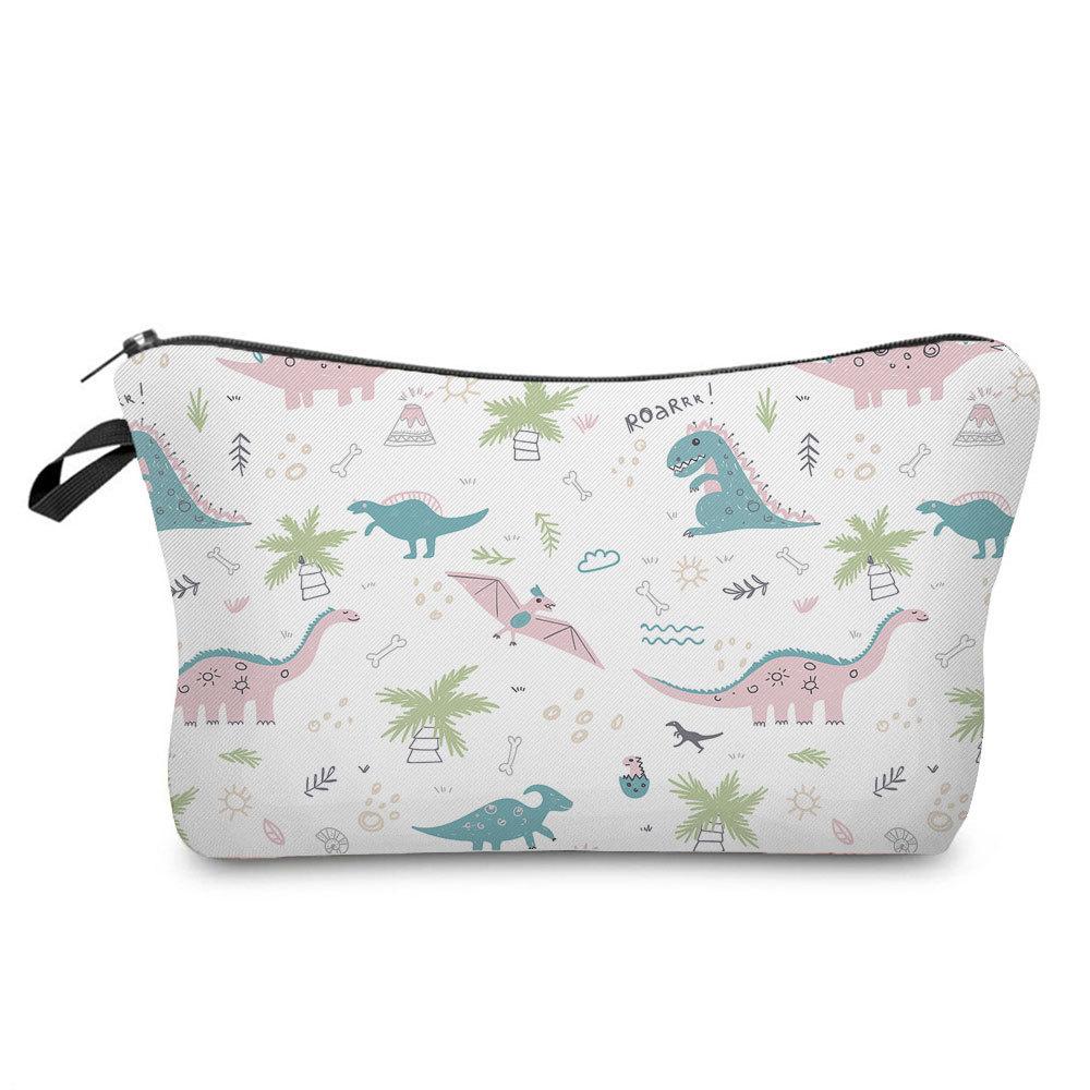 Women Dinosaur Print Cosmetic Bag Toiletries Organize Travel Storage Case