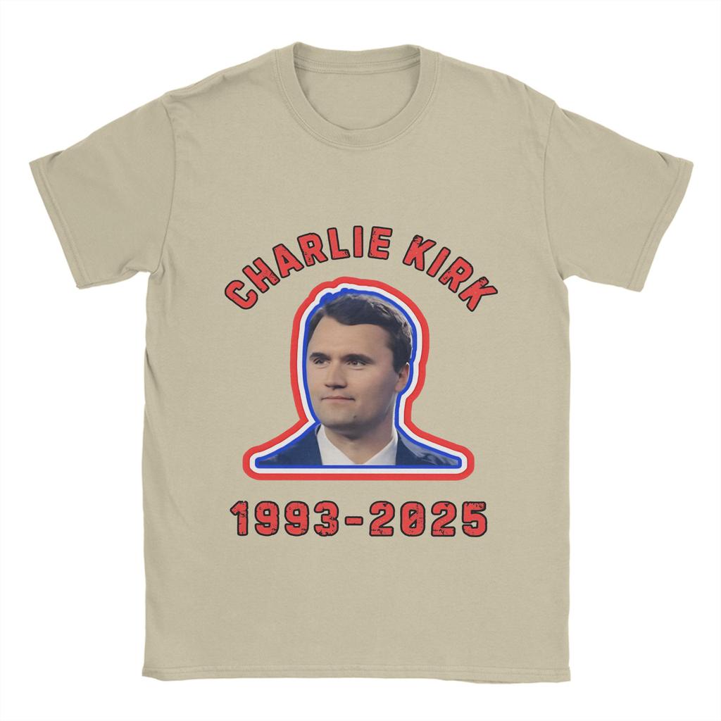 Men's Charlie Kirk T Shirt  100% Cotton Tops Funny Short Sleeve O Neck Tees Printed T-Shirt