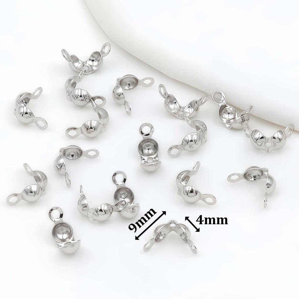 10PCS Brass Crimp End Beads 18K Gold Plated Tip Ball Chain Connector Clasp for DIY Necklace Bracelet Jewelry Making Accessories