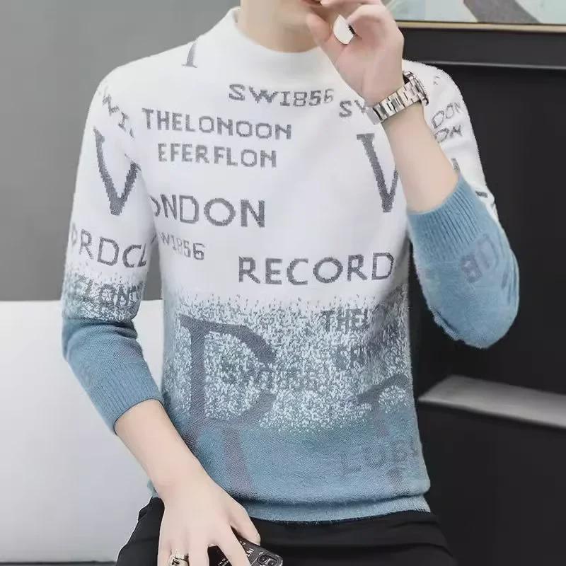 Men's Double-Faced Fleece Sweater - Warm, Slim Fit, Trendy Knit for Autumn/Winter