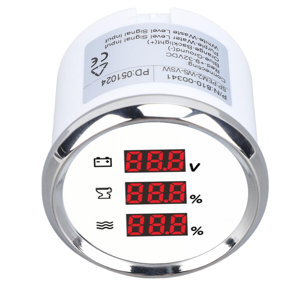 52mm Digital Voltage Sewage Water Level Gauge Waterproof Red Backlight Secure Connection Sewage Water Level Voltmeter
