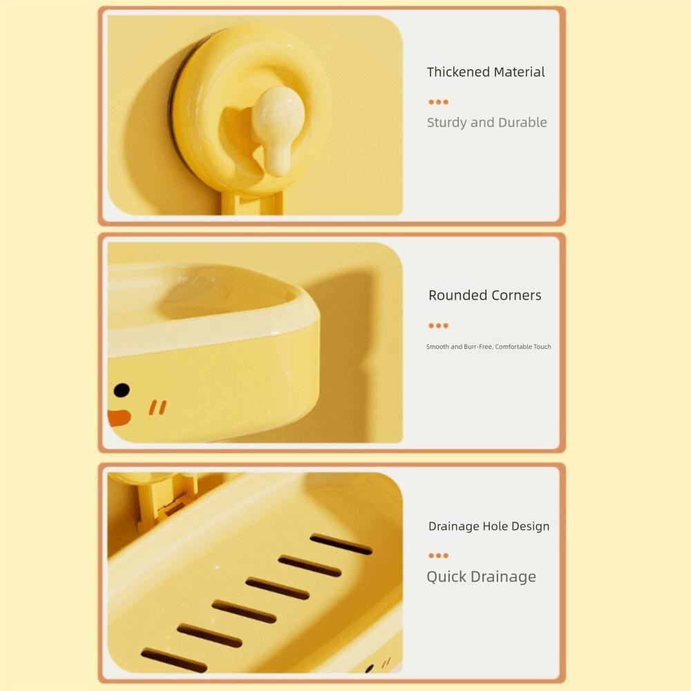 Cartoon-Ente Saugnapf Seifenschale Kunststoff Seifenbehälter Tablett Platzsparend Seifenhalter Badezimmer