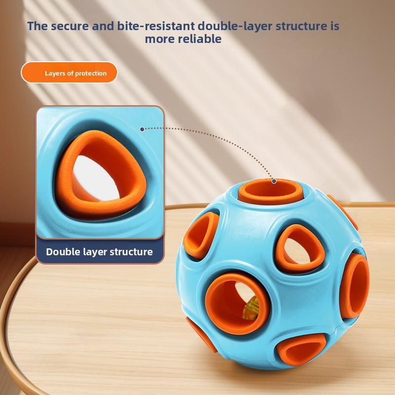 Sound-emitting and Light-emitting Double-layer Dog Toy Ball, Natural Rubber Self-cleaning Teeth Grinding and Leaky Pet Toy Ball