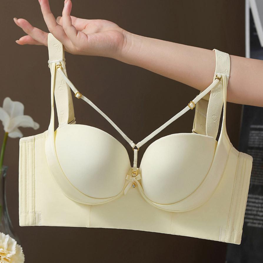 Sexy and Comfortable Large Size Bra with Front-connected Bust Straps and No Underwire Push-up Bra